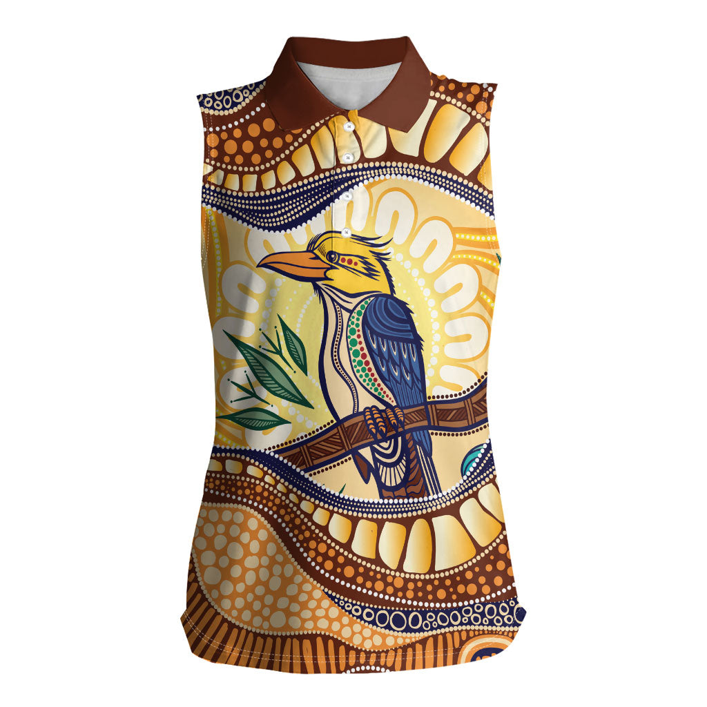 Kookaburra Australia Indigenous Art Women Sleeveless Polo Shirt