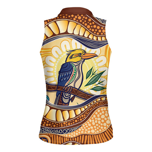 Kookaburra Australia Indigenous Art Women Sleeveless Polo Shirt
