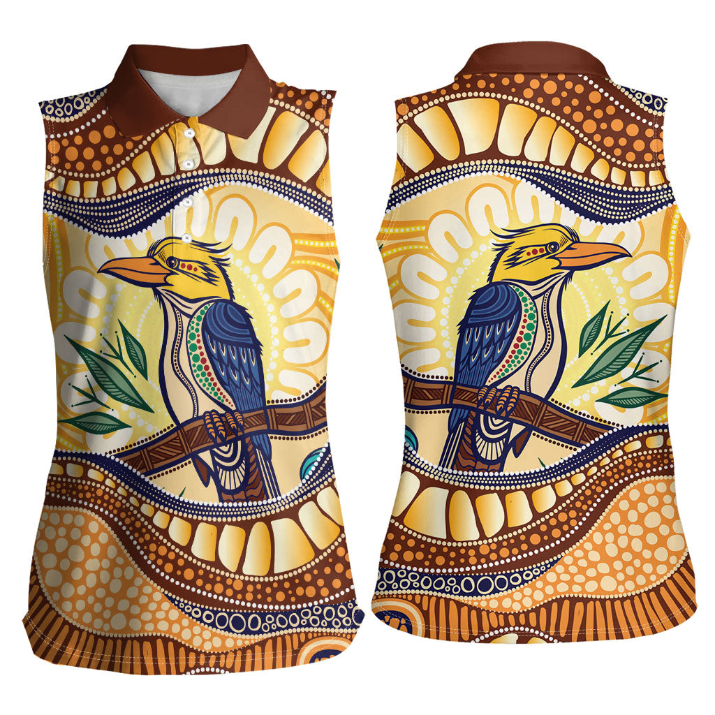 Kookaburra Australia Indigenous Art Women Sleeveless Polo Shirt