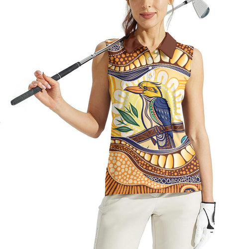 Kookaburra Australia Indigenous Art Women Sleeveless Polo Shirt