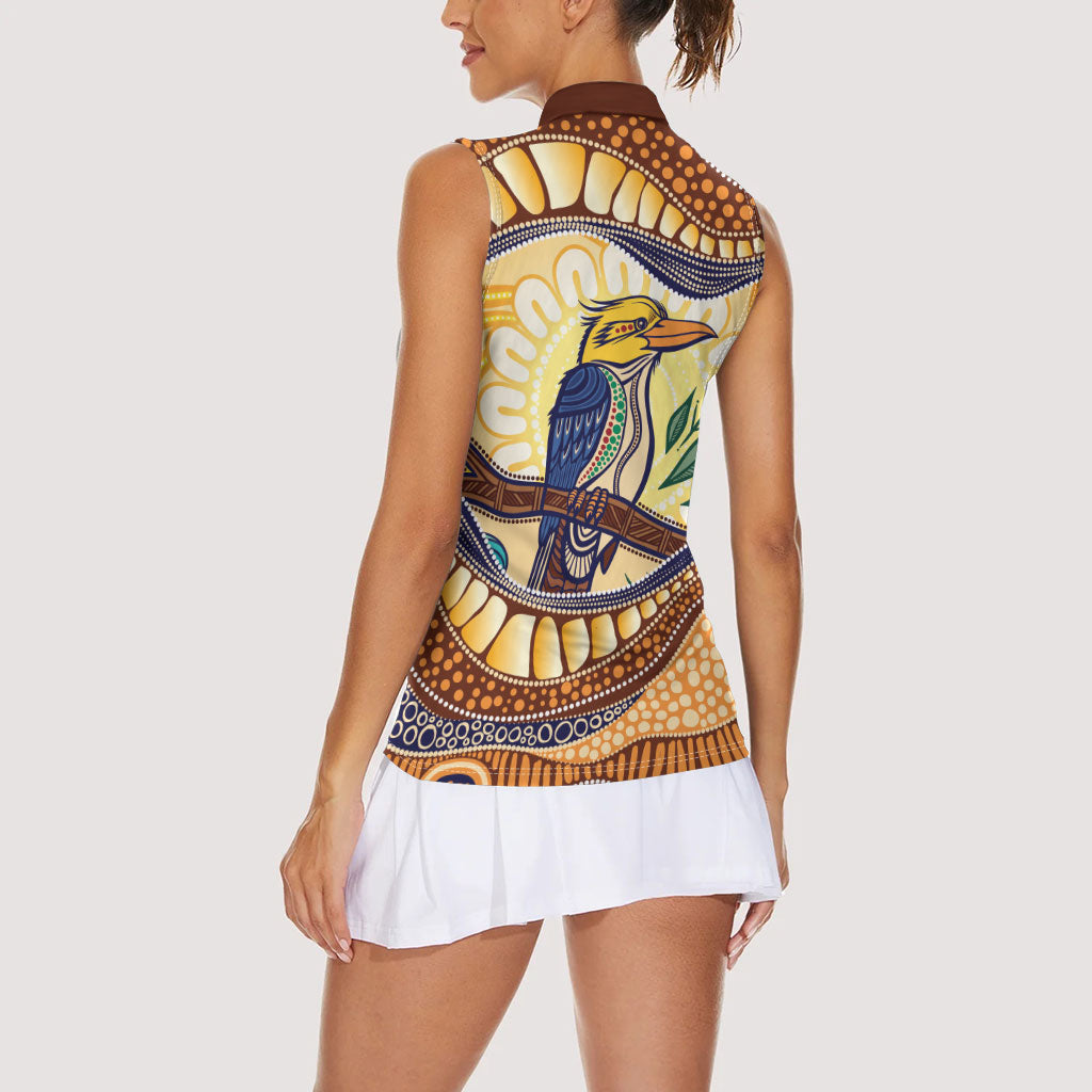 Kookaburra Australia Indigenous Art Women Sleeveless Polo Shirt