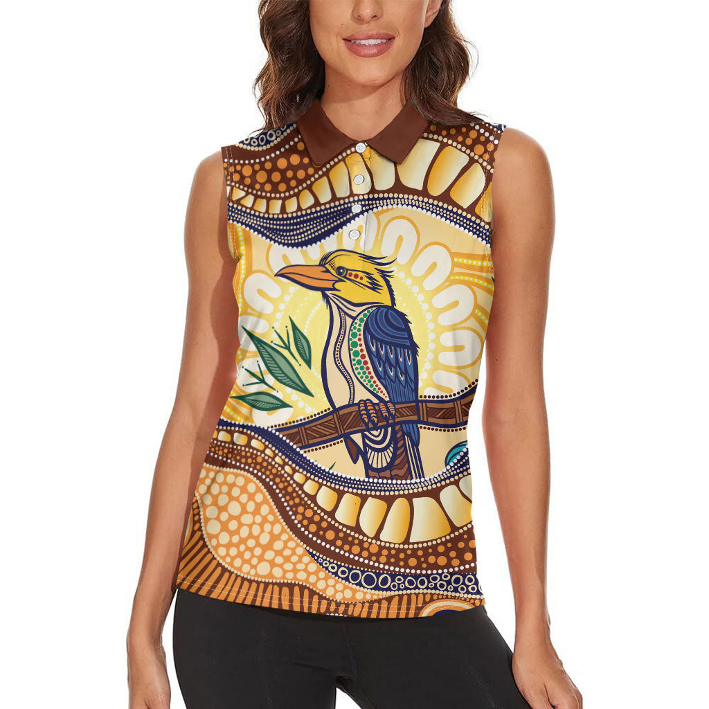 Kookaburra Australia Indigenous Art Women Sleeveless Polo Shirt