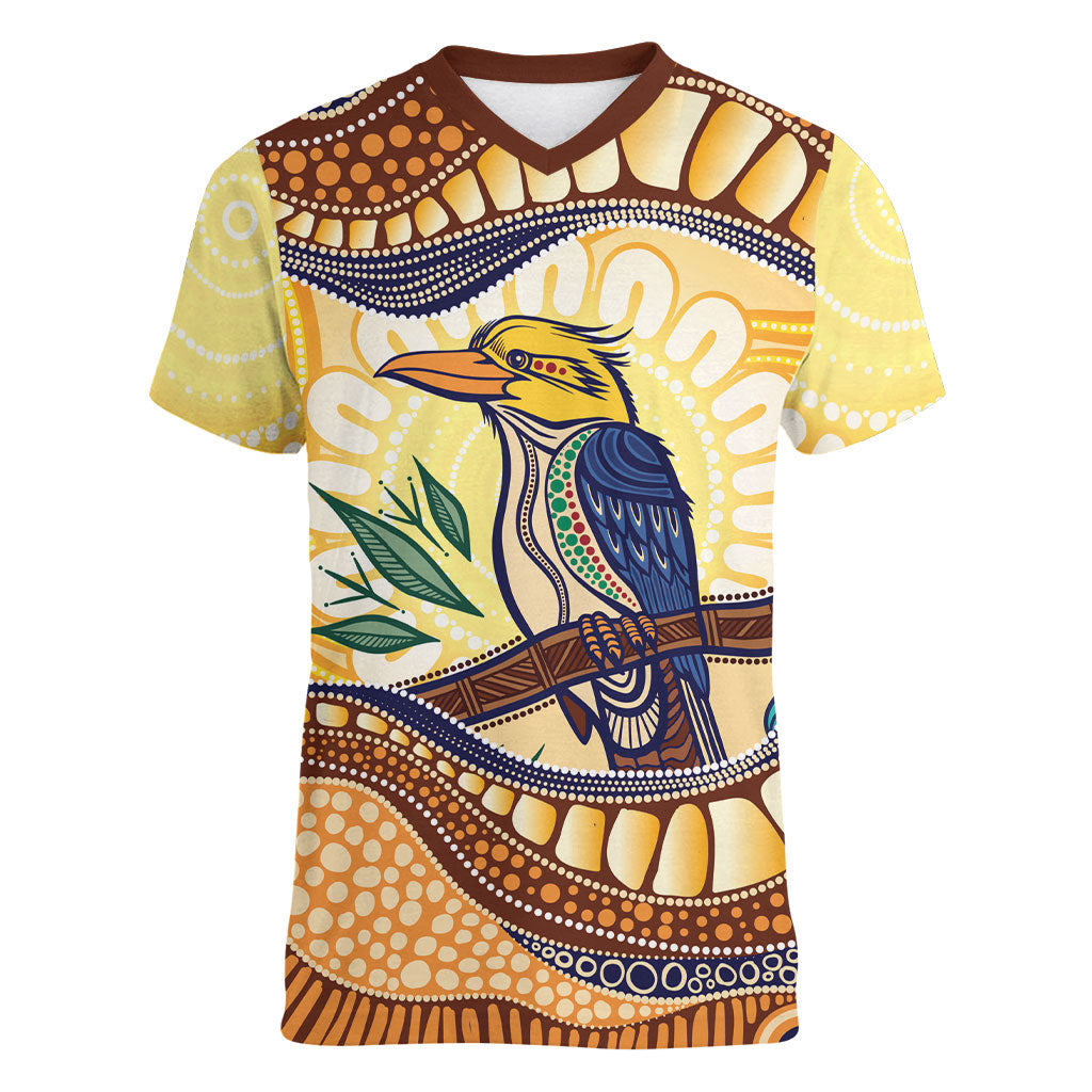 Kookaburra Australia Indigenous Art Women V-Neck T-Shirt