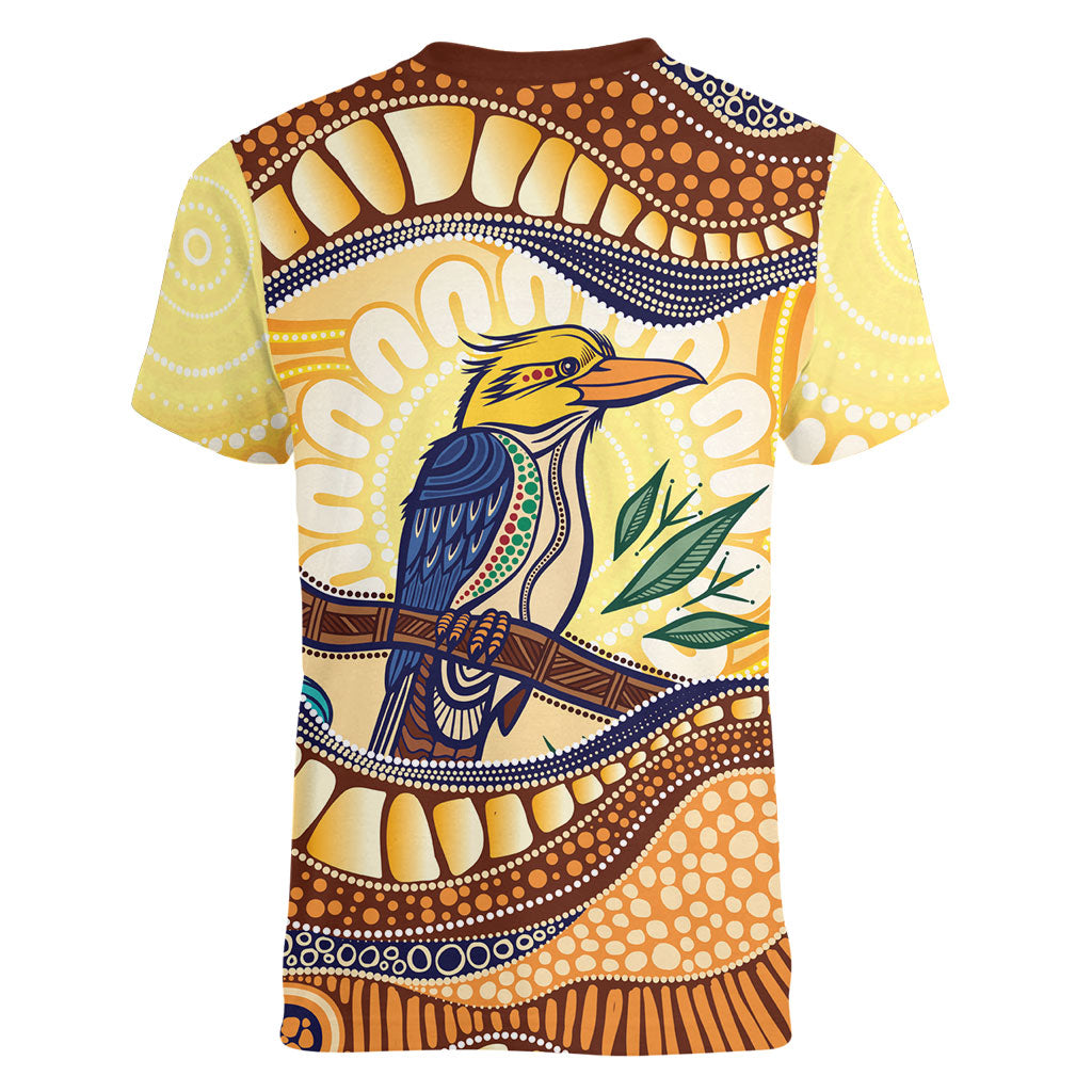 Kookaburra Australia Indigenous Art Women V-Neck T-Shirt