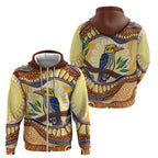 Kookaburra Australia Indigenous Art Zip Hoodie