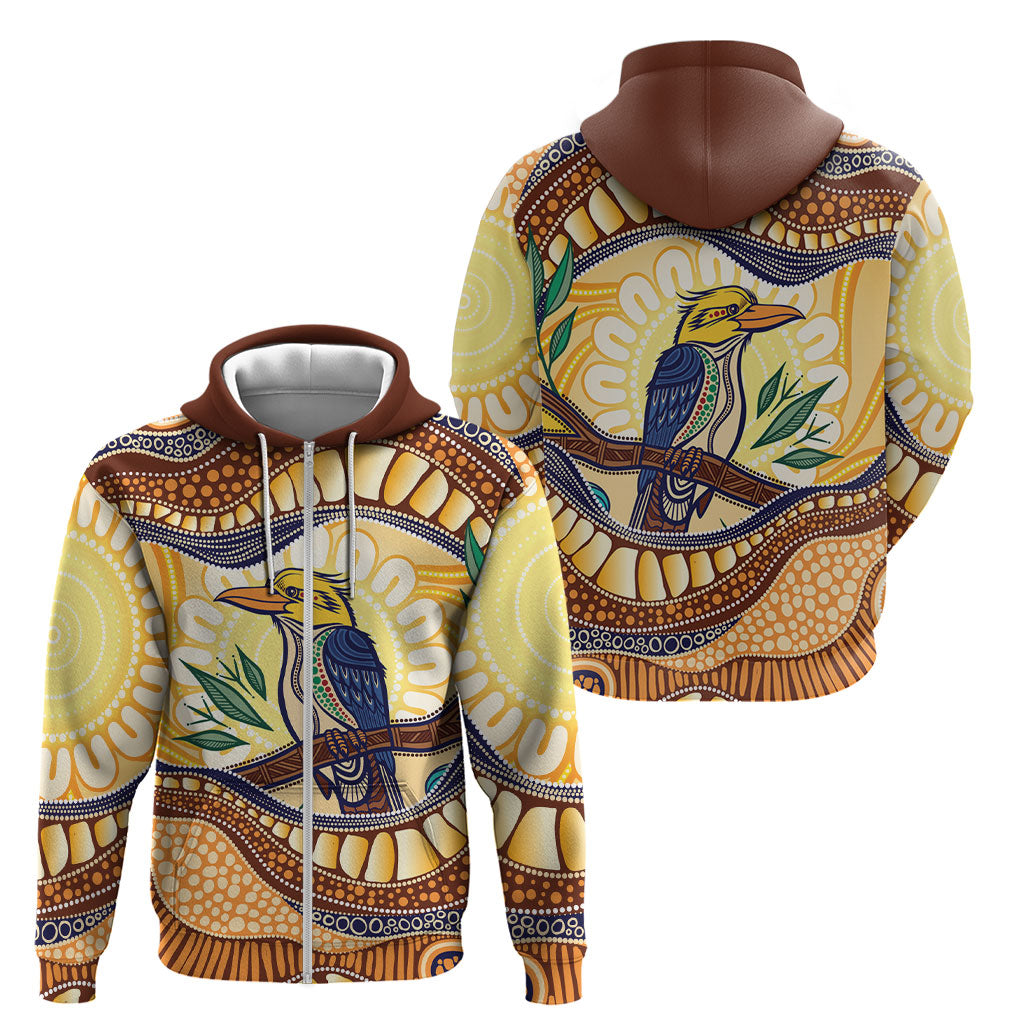 Kookaburra Australia Indigenous Art Zip Hoodie