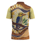 Kookaburra Australia Indigenous Art Zipper Polo Shirt