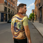 Kookaburra Australia Indigenous Art Zipper Polo Shirt