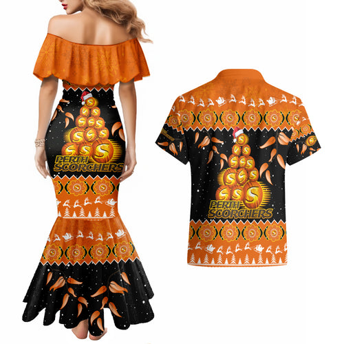 perth-scorchers-cricket-christmas-couples-matching-mermaid-dress-and-hawaiian-shirt-merry-xmas-2023-indigenous-art