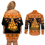 perth-scorchers-cricket-christmas-couples-matching-off-shoulder-short-dress-and-long-sleeve-button-shirt-merry-xmas-2023-indigenous-art