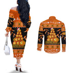 perth-scorchers-cricket-christmas-couples-matching-off-the-shoulder-long-sleeve-dress-and-long-sleeve-button-shirt-merry-xmas-2023-indigenous-art