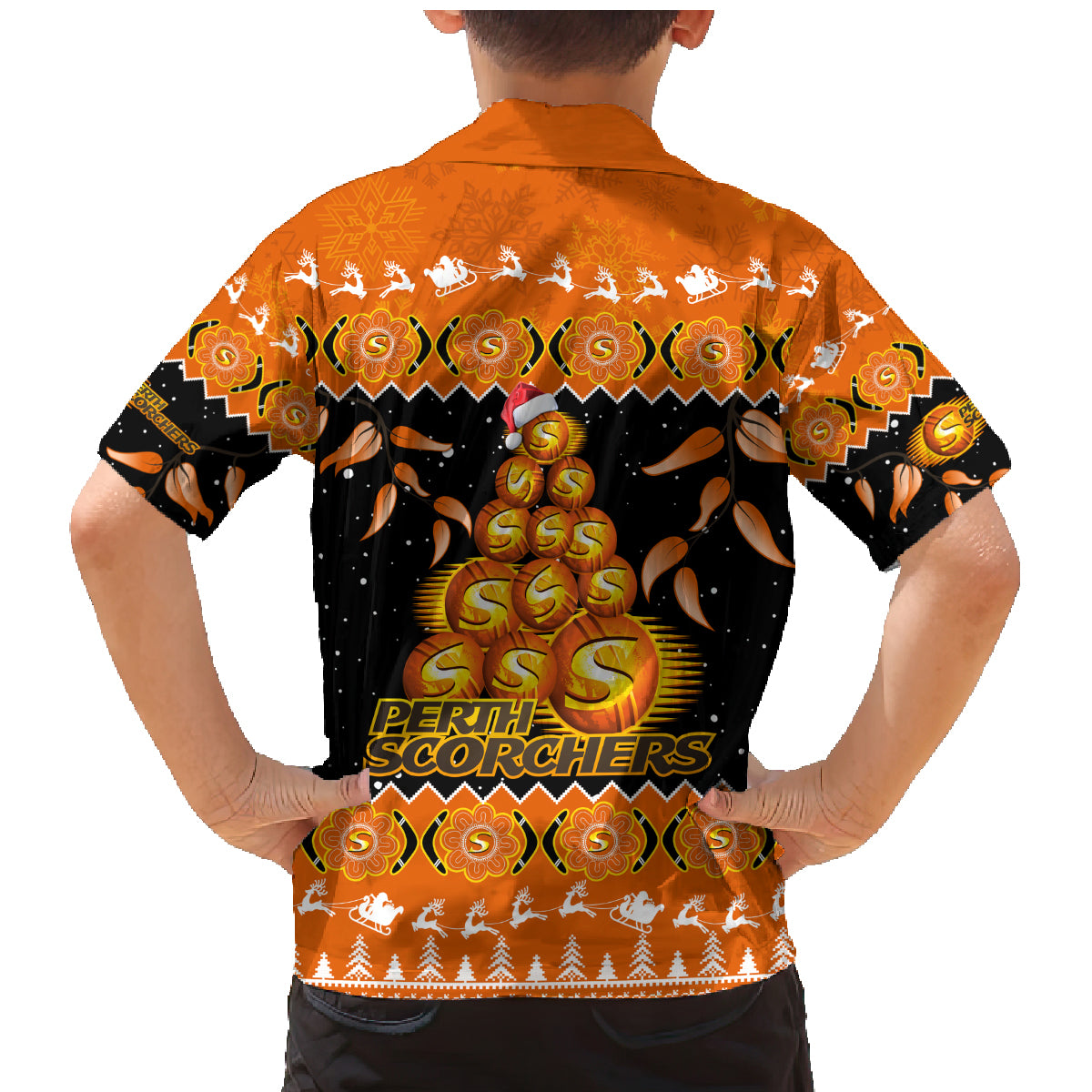 perth-scorchers-cricket-christmas-family-matching-mermaid-dress-and-hawaiian-shirt-merry-xmas-2023-indigenous-art