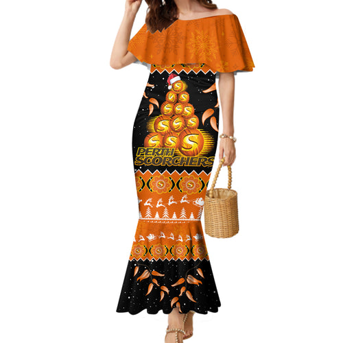 perth-scorchers-cricket-christmas-family-matching-mermaid-dress-and-hawaiian-shirt-merry-xmas-2023-indigenous-art