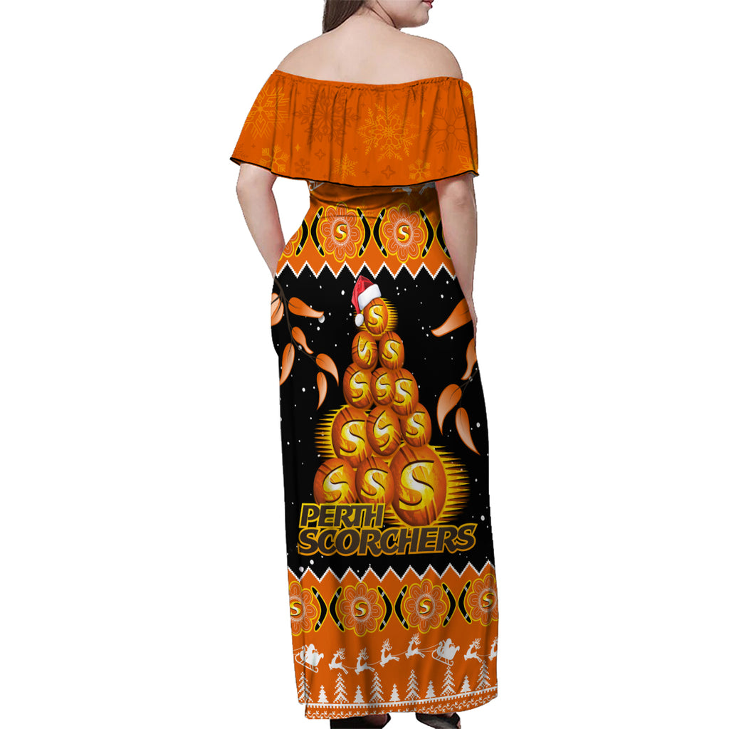 perth-scorchers-cricket-christmas-family-matching-off-shoulder-maxi-dress-and-hawaiian-shirt-merry-xmas-2023-indigenous-art