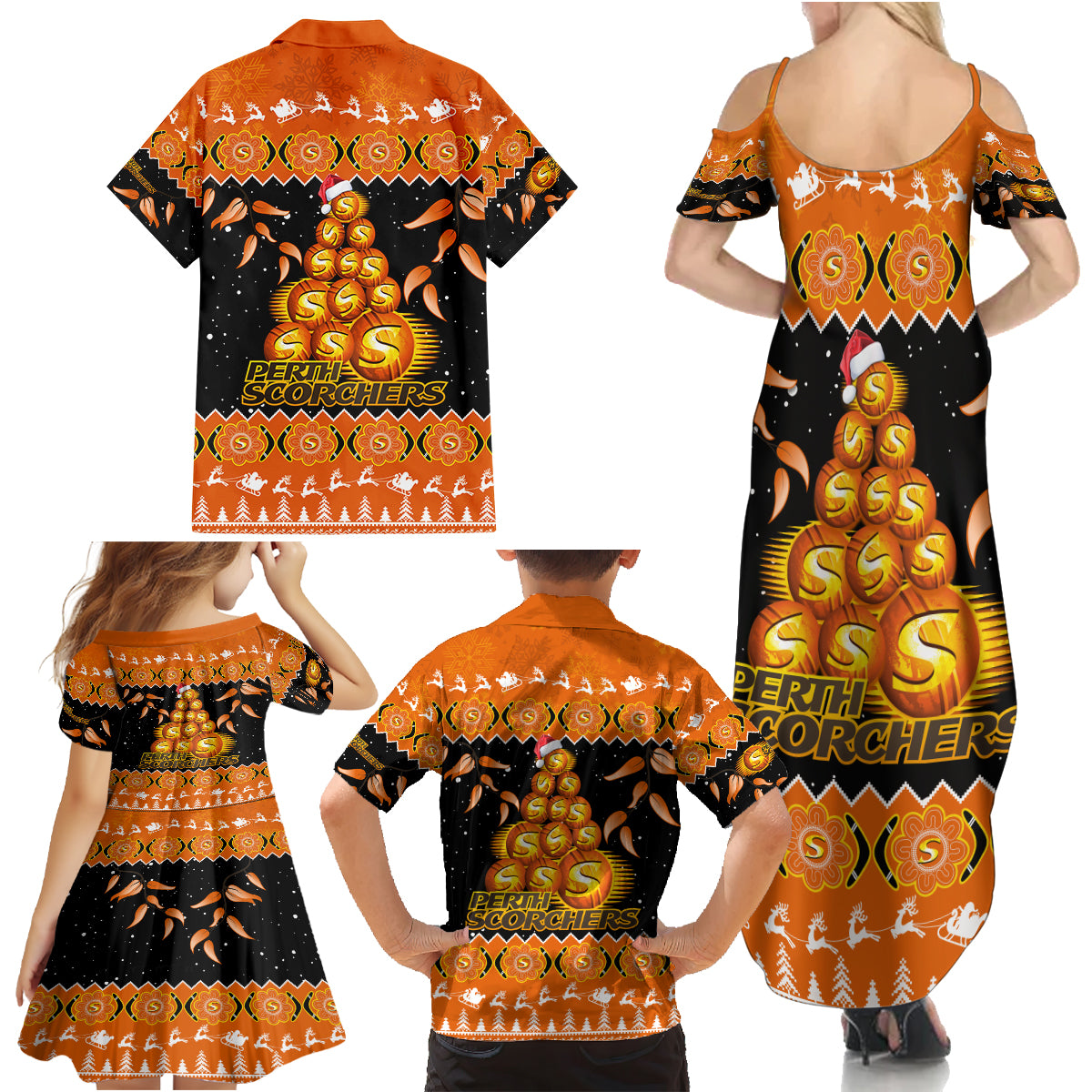 perth-scorchers-cricket-christmas-family-matching-summer-maxi-dress-and-hawaiian-shirt-merry-xmas-2023-indigenous-art