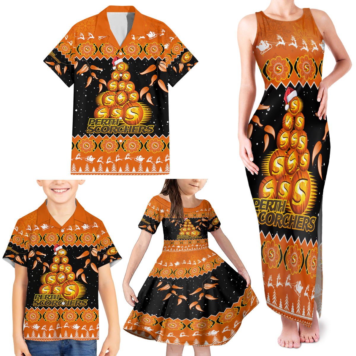 perth-scorchers-cricket-christmas-family-matching-tank-maxi-dress-and-hawaiian-shirt-merry-xmas-2023-indigenous-art
