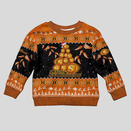 perth-scorchers-cricket-christmas-kid-ugly-christmas-sweater-merry-xmas-2023-indigenous-art