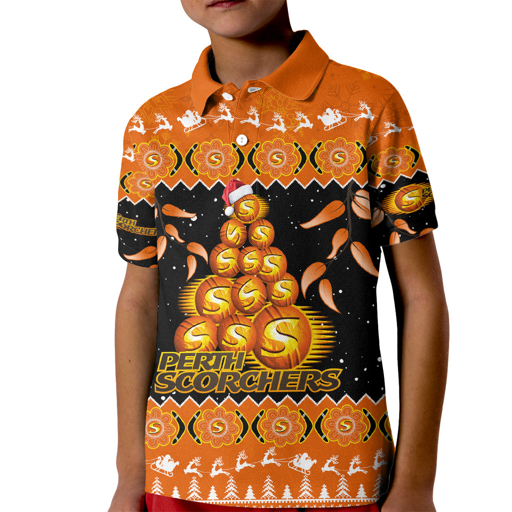 perth-scorchers-cricket-christmas-kid-polo-shirt-merry-xmas-2023-indigenous-art