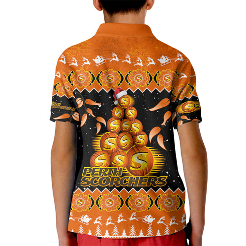 perth-scorchers-cricket-christmas-kid-polo-shirt-merry-xmas-2023-indigenous-art