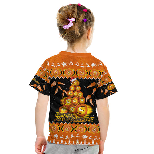 perth-scorchers-cricket-christmas-kid-t-shirt-merry-xmas-2023-indigenous-art