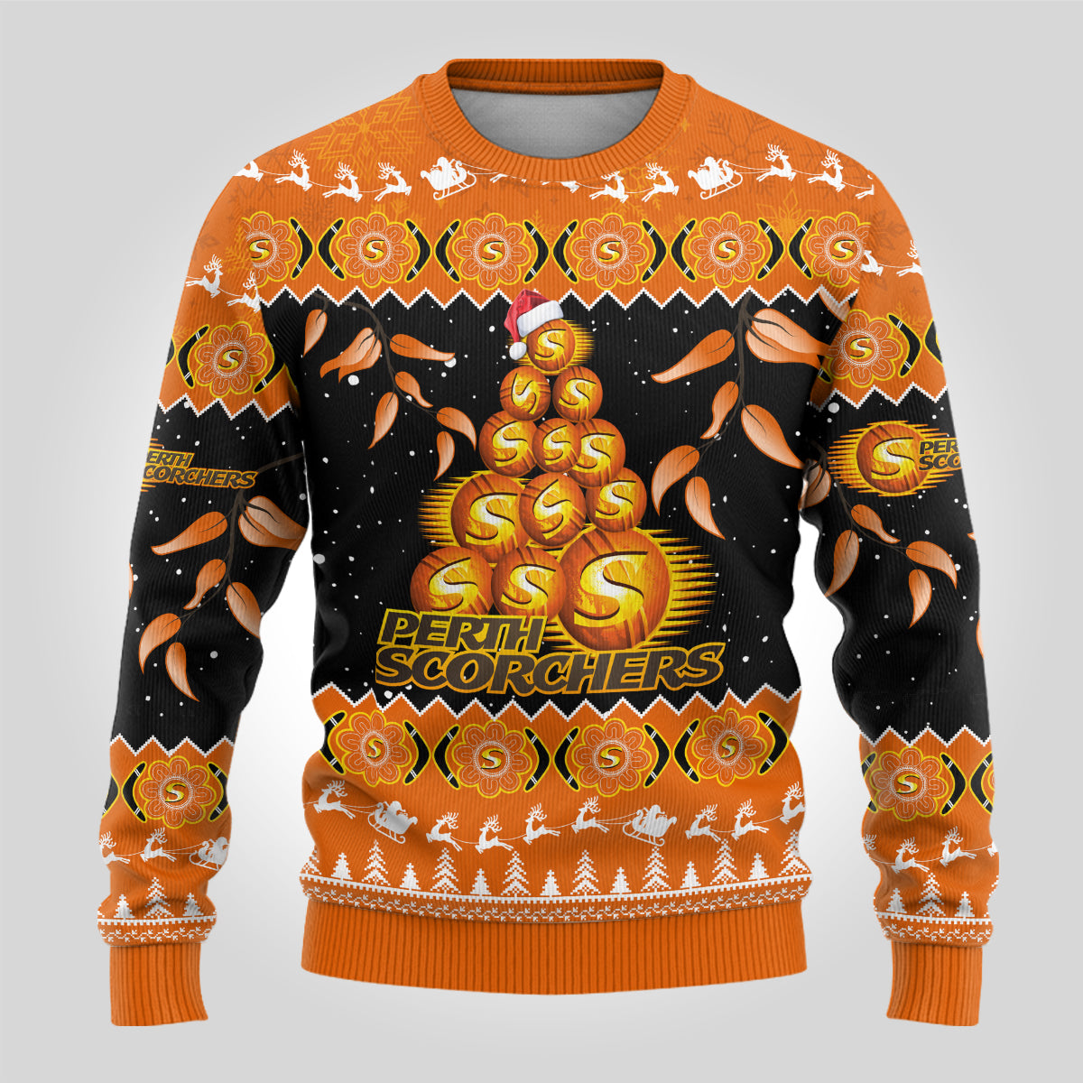 perth-scorchers-cricket-christmas-ugly-christmas-sweater-merry-xmas-2023-indigenous-art