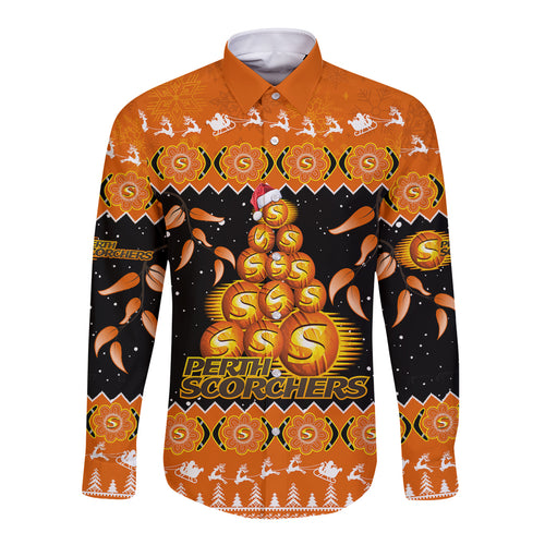 perth-scorchers-cricket-christmas-long-sleeve-button-shirt-merry-xmas-2023-indigenous-art