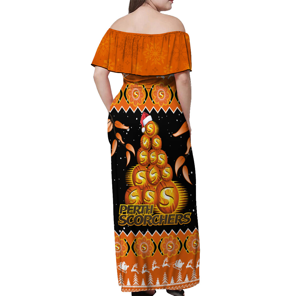 perth-scorchers-cricket-christmas-off-shoulder-maxi-dress-merry-xmas-2023-indigenous-art