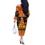 perth-scorchers-cricket-christmas-off-the-shoulder-long-sleeve-dress-merry-xmas-2023-indigenous-art
