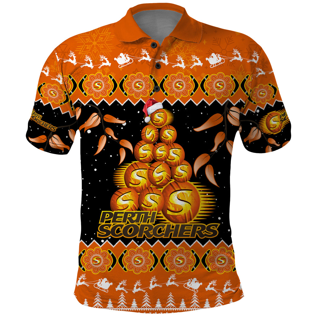 perth-scorchers-cricket-christmas-polo-shirt-merry-xmas-2023-indigenous-art