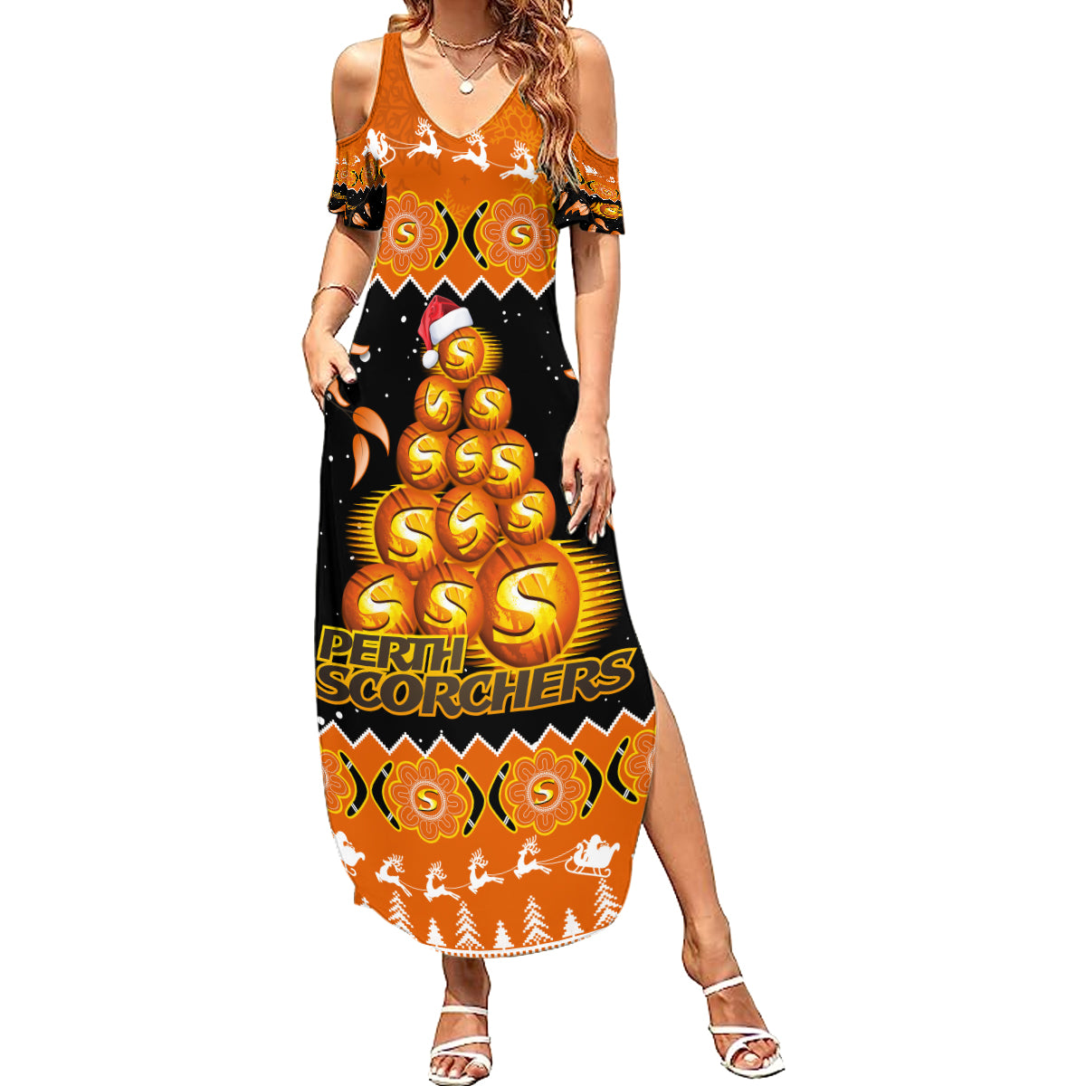 perth-scorchers-cricket-christmas-summer-maxi-dress-merry-xmas-2023-indigenous-art