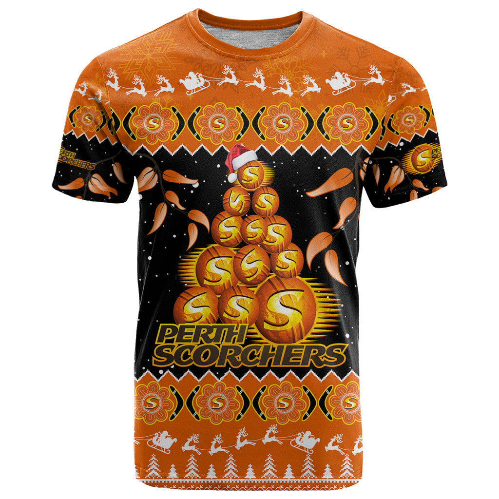 perth-scorchers-cricket-christmas-t-shirt-merry-xmas-2023-indigenous-art