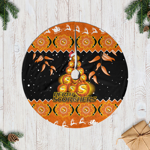 perth-scorchers-cricket-christmas-tree-skirt-merry-xmas-2023-indigenous-art