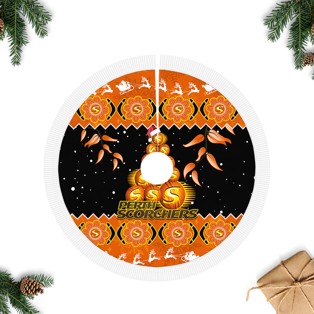perth-scorchers-cricket-christmas-tree-skirt-merry-xmas-2023-indigenous-art