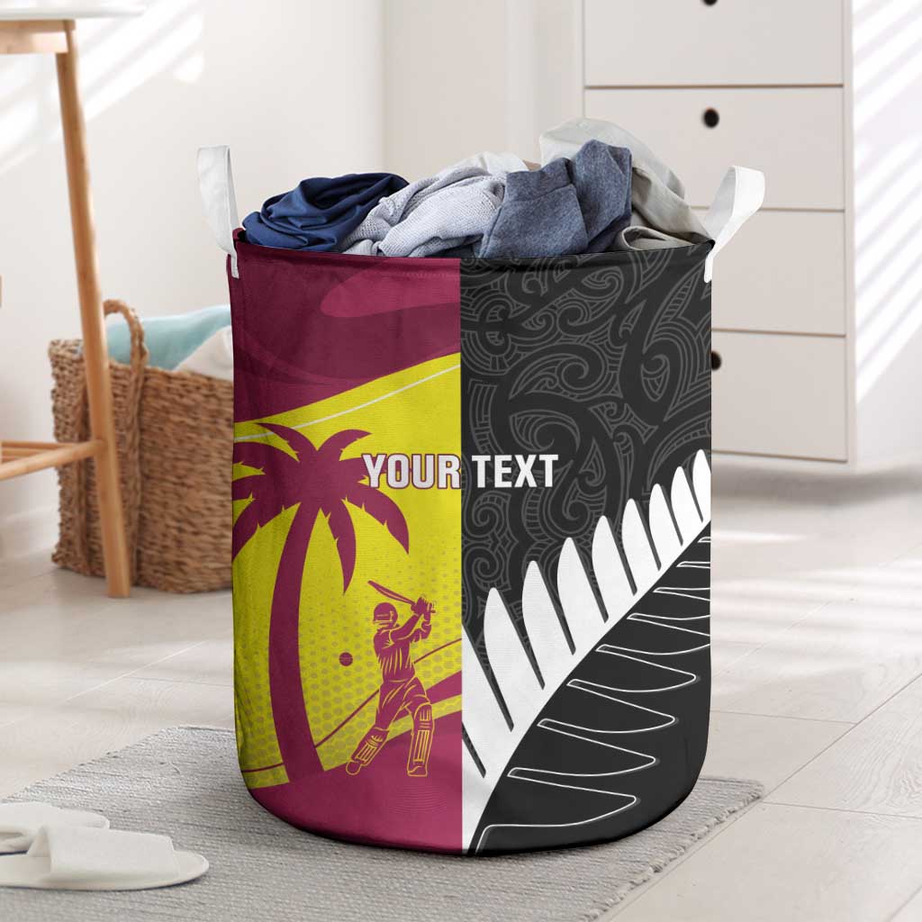 New Zealand and West Indies Cricket Custom Laundry Basket Black Cap Windies Together - Aussie Hoodie