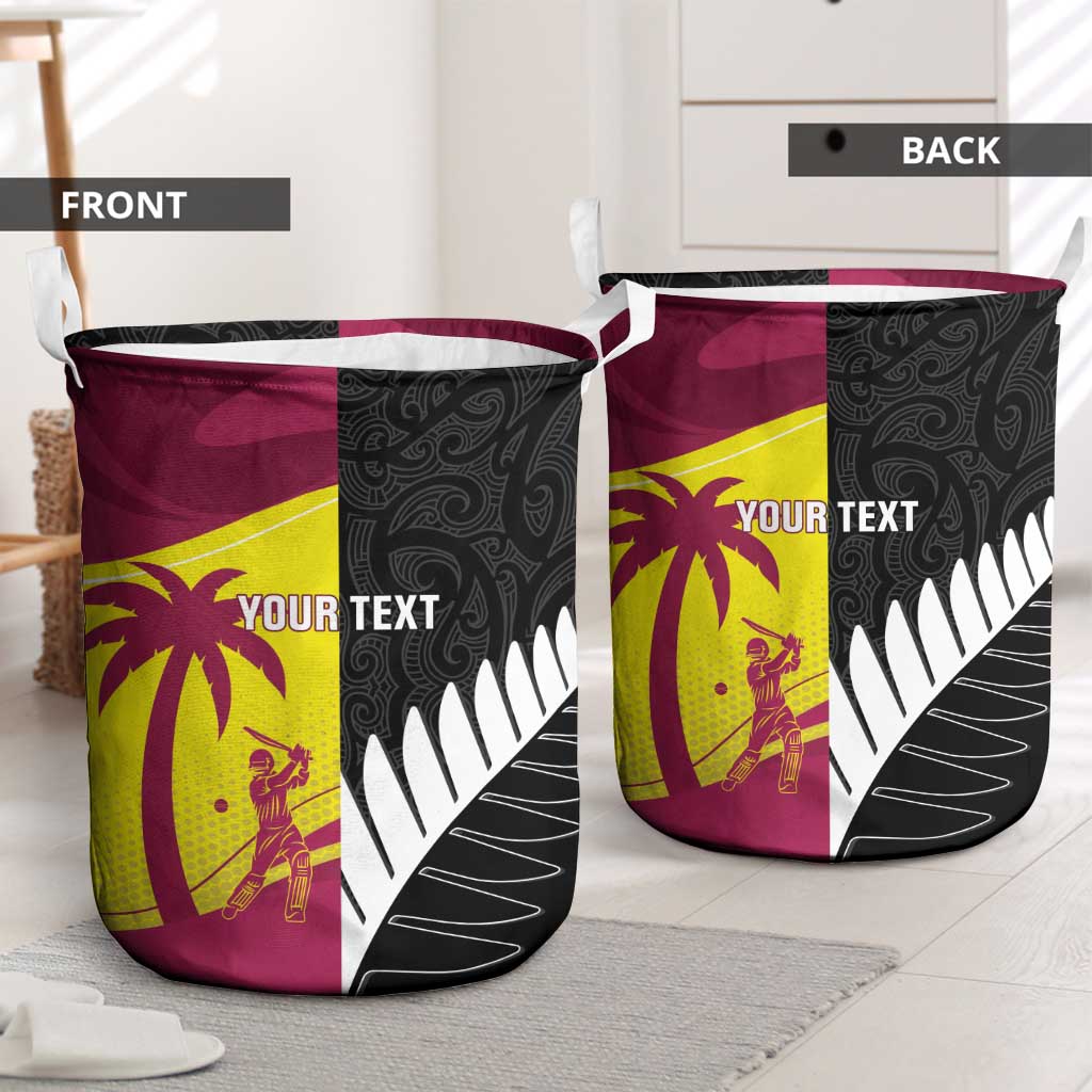 New Zealand and West Indies Cricket Custom Laundry Basket Black Cap Windies Together - Aussie Hoodie