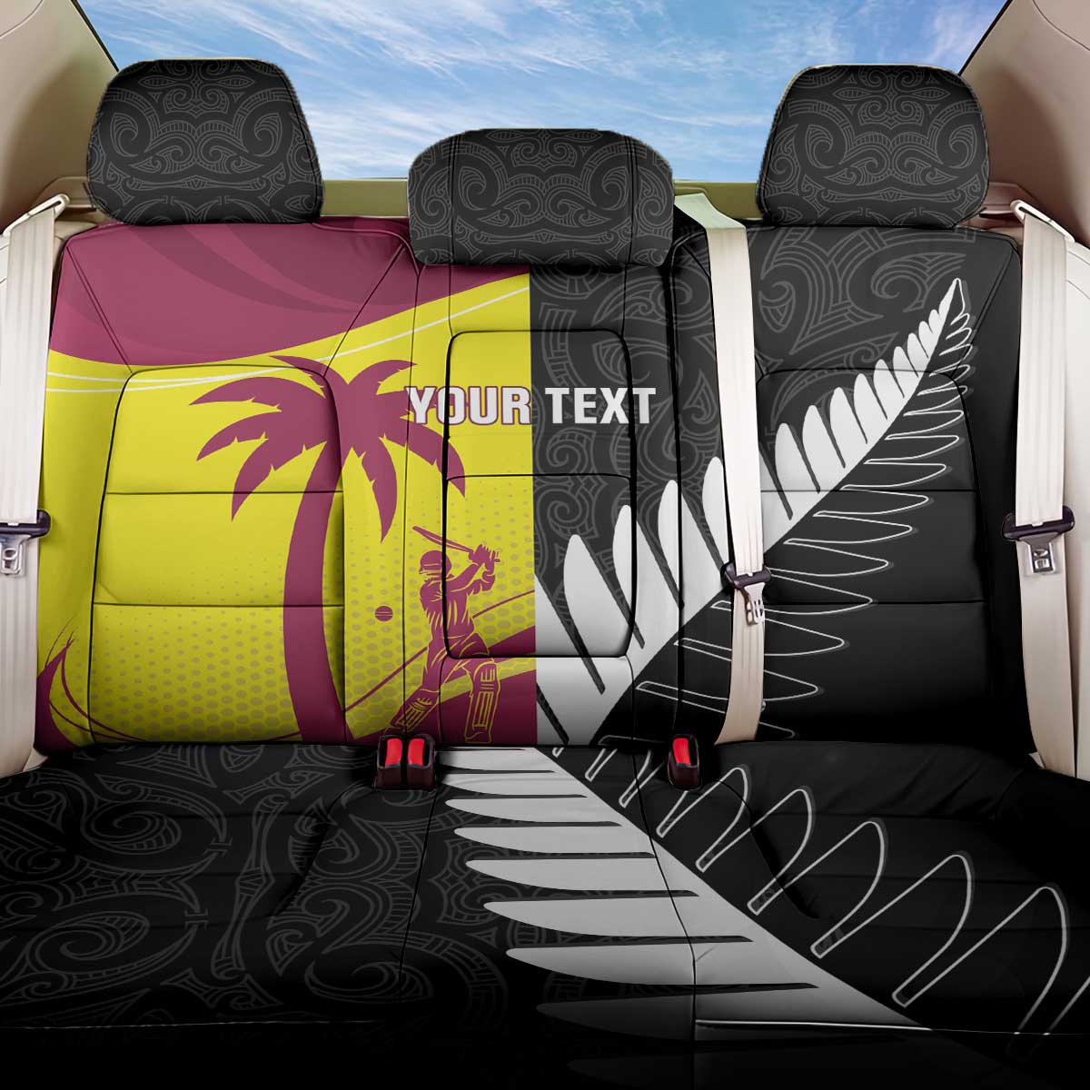 New Zealand and West Indies Cricket Custom Back Car Seat Cover Black Cap Windies Together - Aussie Hoodie
