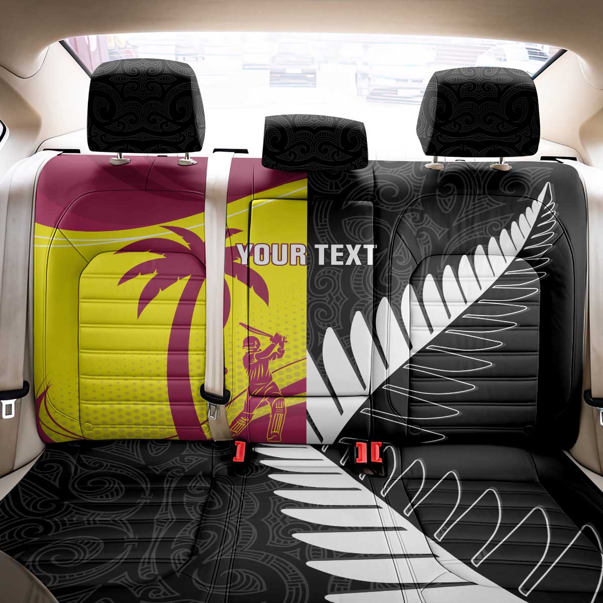New Zealand and West Indies Cricket Custom Back Car Seat Cover Black Cap Windies Together - Aussie Hoodie