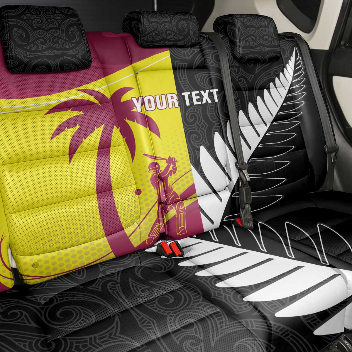 New Zealand and West Indies Cricket Custom Back Car Seat Cover Black Cap Windies Together - Aussie Hoodie