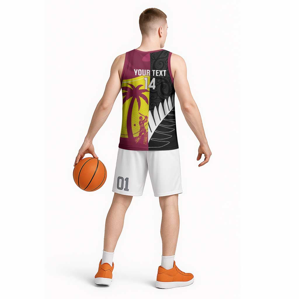 New Zealand and West Indies Cricket Custom Basketball Jersey Black Cap Windies Together - Aussie Hoodie