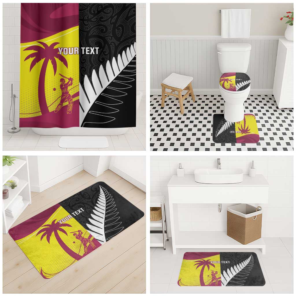 New Zealand and West Indies Cricket Custom Bathroom Set Black Cap Windies Together - Aussie Hoodie