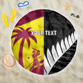 New Zealand and West Indies Cricket Custom Beach Blanket Black Cap Windies Together - Aussie Hoodie