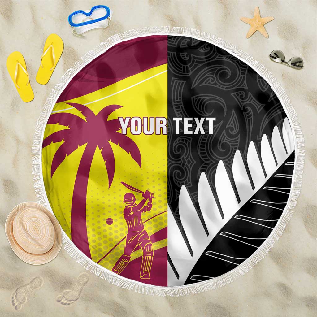 New Zealand and West Indies Cricket Custom Beach Blanket Black Cap Windies Together - Aussie Hoodie