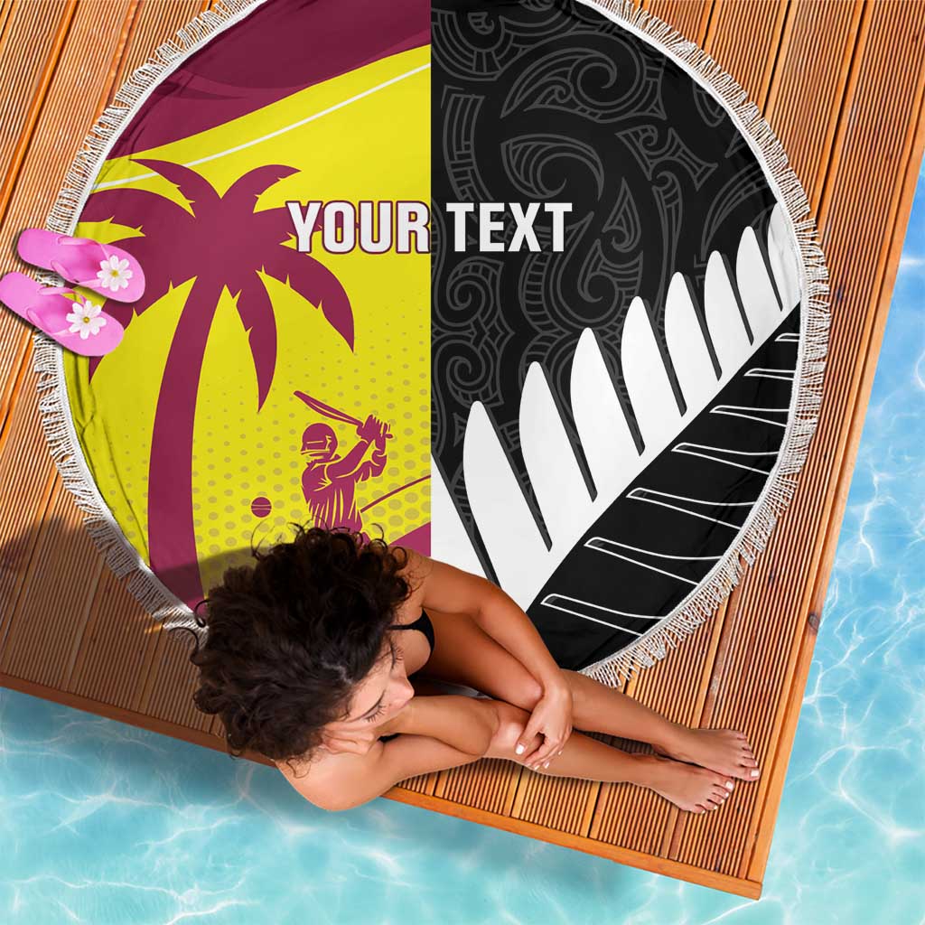 New Zealand and West Indies Cricket Custom Beach Blanket Black Cap Windies Together - Aussie Hoodie