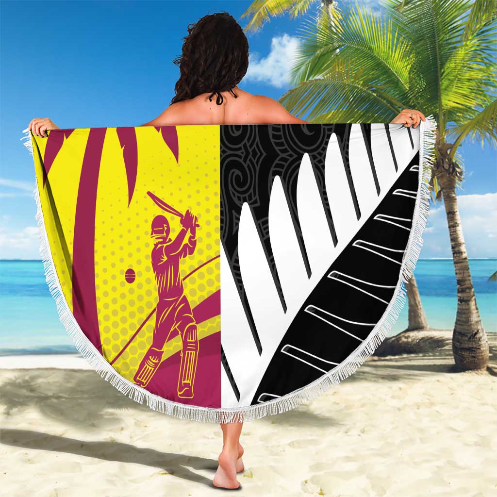 New Zealand and West Indies Cricket Custom Beach Blanket Black Cap Windies Together - Aussie Hoodie