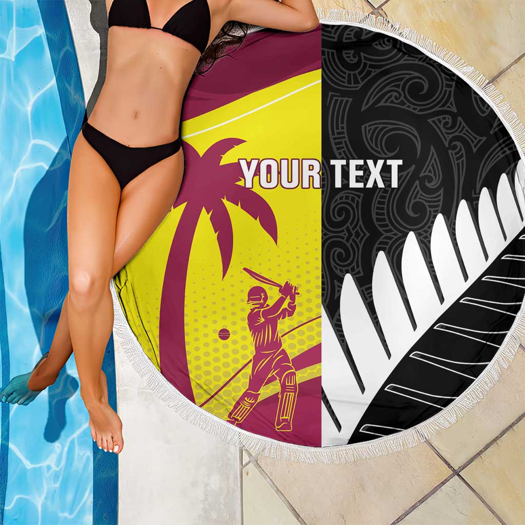 New Zealand and West Indies Cricket Custom Beach Blanket Black Cap Windies Together - Aussie Hoodie