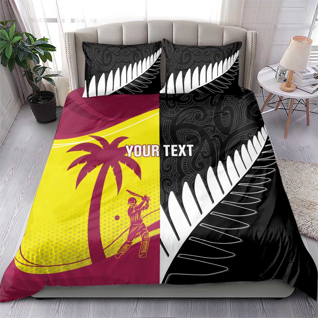 New Zealand and West Indies Cricket Custom Bedding Set Black Cap Windies Together - Aussie Hoodie