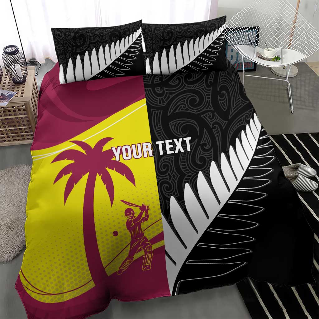 New Zealand and West Indies Cricket Custom Bedding Set Black Cap Windies Together - Aussie Hoodie