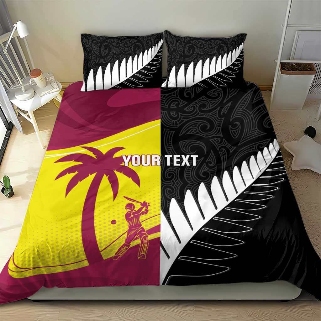 New Zealand and West Indies Cricket Custom Bedding Set Black Cap Windies Together - Aussie Hoodie