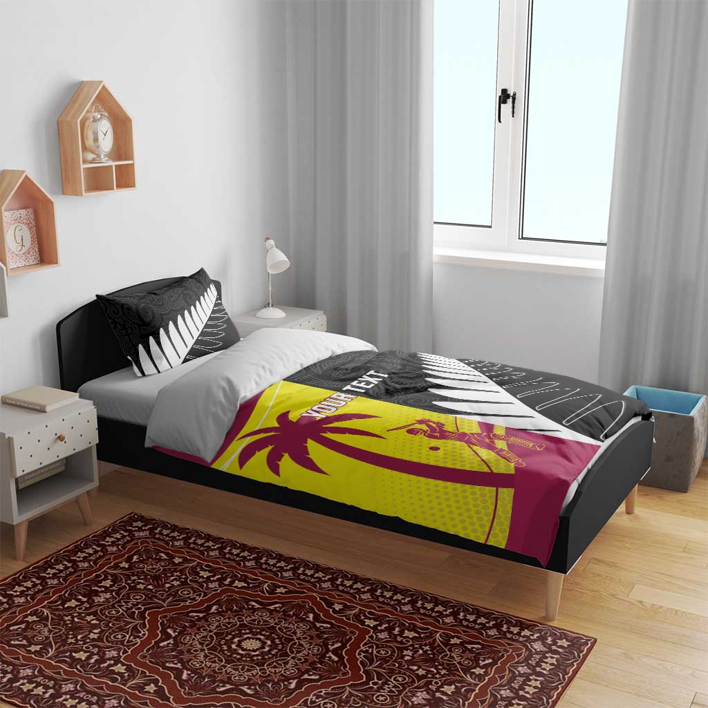 New Zealand and West Indies Cricket Custom Bedding Set Black Cap Windies Together - Aussie Hoodie