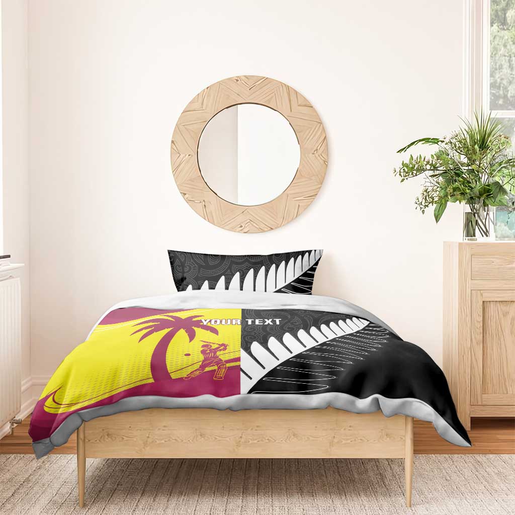 New Zealand and West Indies Cricket Custom Bedding Set Black Cap Windies Together - Aussie Hoodie